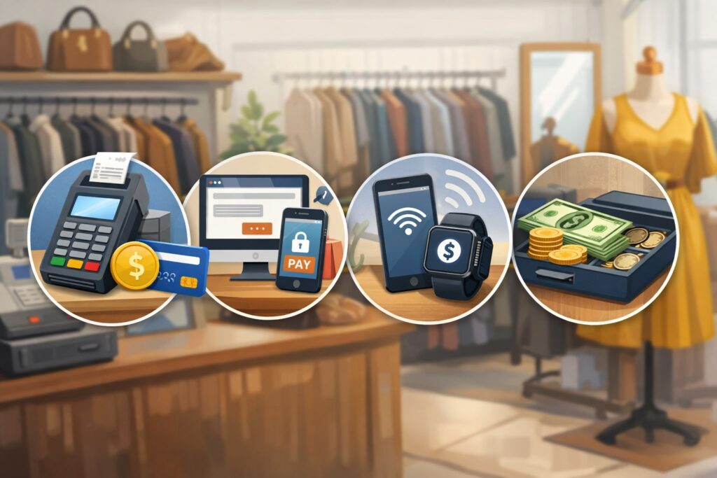 Core payment processing options for consignment shops
