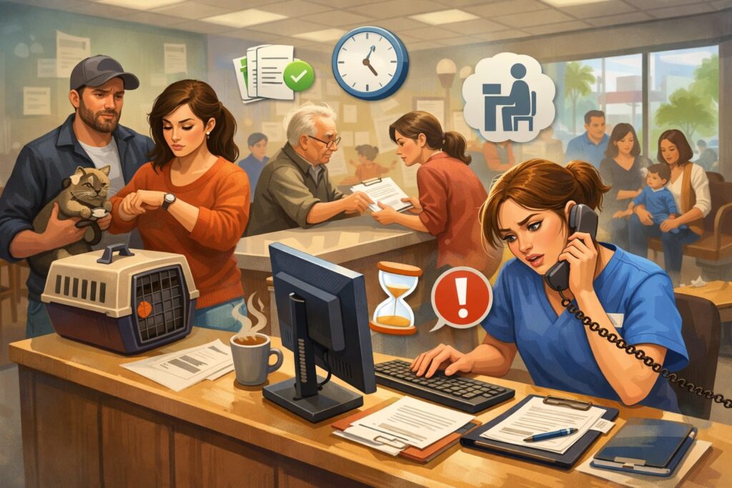 Slow intake that bottlenecks the front counter