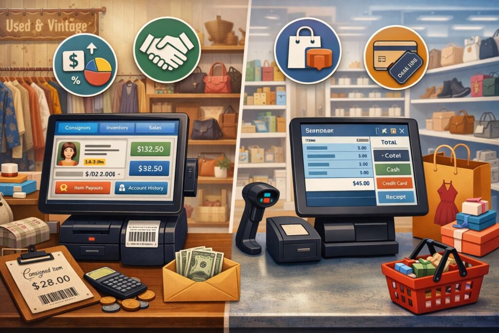 What makes a consignment store point of sale different from a regular POS