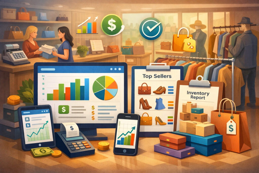 Core real-time POS reporting for consignment shops