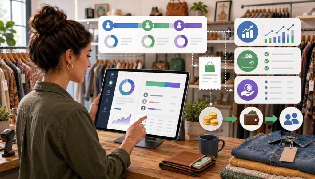 Commission split and consignor payout tracking dashboard