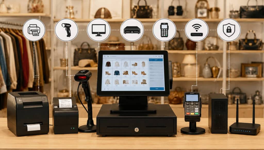 On-premise POS hardware for consignment stores